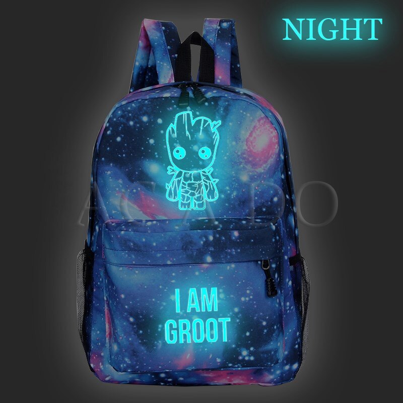 Guardiani della Galassia Luminoso Zaino IO sono GROOT Capretti Delle Ragazze Dei Ragazzi Del Computer Portatile Mochila Donne Degli Uomini Adolescenti Nuovo Modello di Scuola zaino