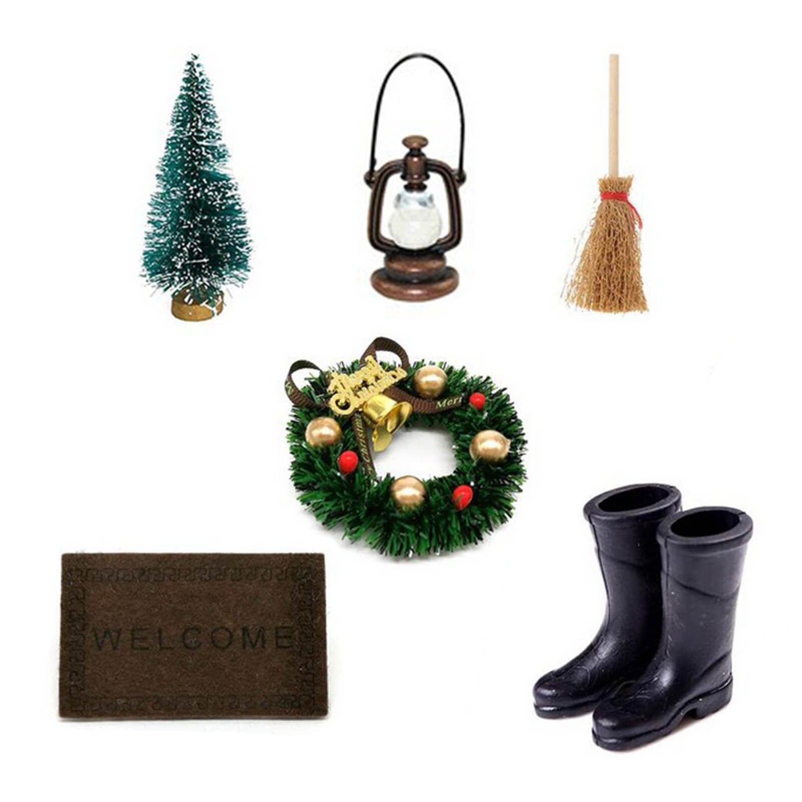 Christmas Tree Simulation Mini Dollhouse Collection Ornament Durable Cute House Model Exquisite Lifelike Decoration Accessories