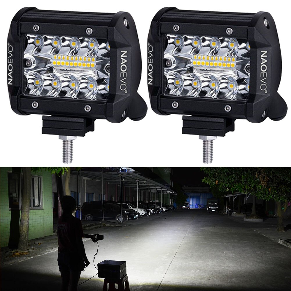 NAOEVO 4 Inch Cube Led Work Light OffRoad 144W 12V 24V Driving Fog Barra LED Bar Lights For Auto Motorcycle 4x4 Truck ATV SUV