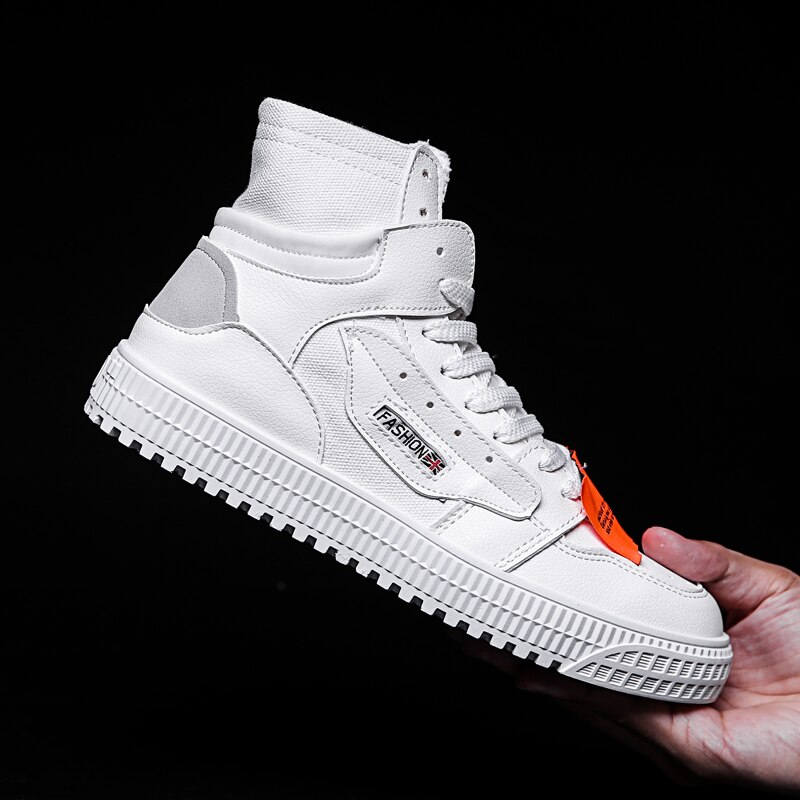 Siergan top sneakers høj stil solide farver mand hvide sko herre high-top lærred sko herre sommer forår efterår