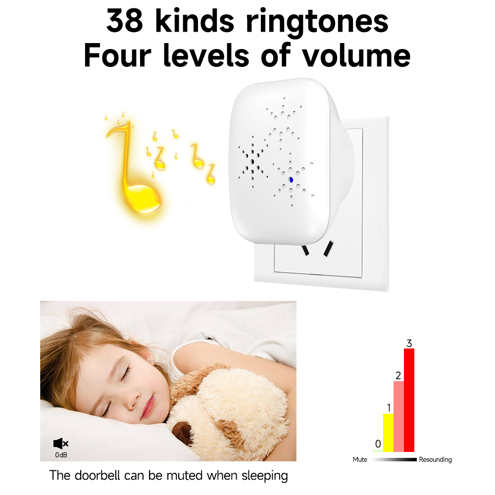 Cerhot Self Powered Outdoor Wireless Doorbell Waterproof Door Ring Chime 150M Distance 38 Songs Home Welcome Door Bell Sets