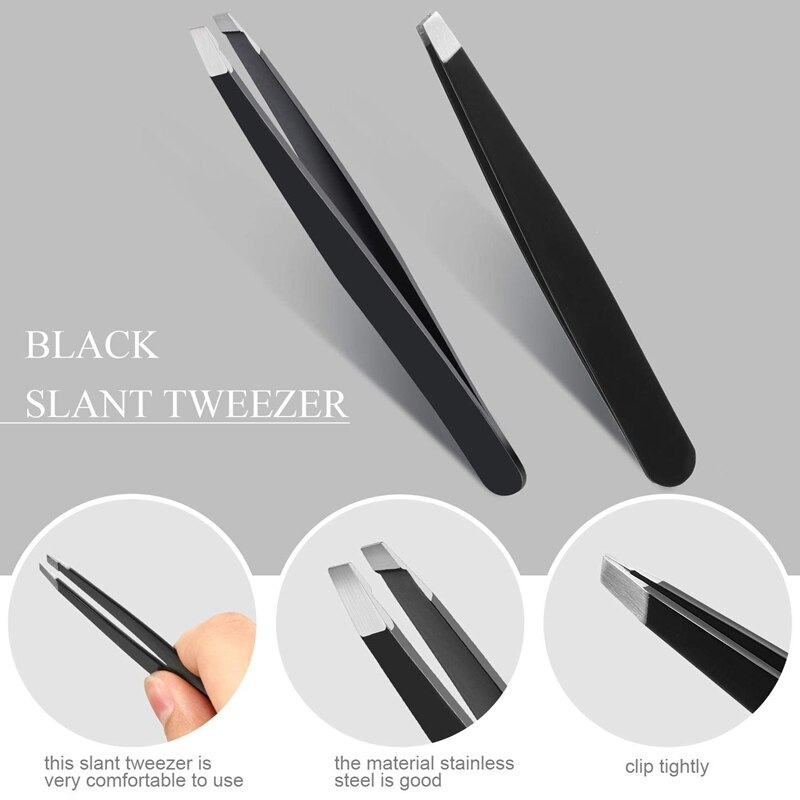 12 Pieces Tweezers Stainless Steel Slant Tip Tweezers Precision Facial Hair Tweezers Eyebrow Tweezers for Men and Women
