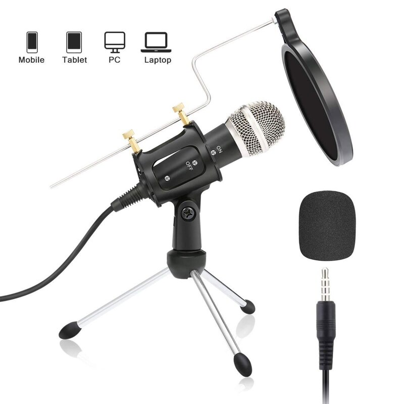 Recording Condenser Microphone Mobile Phone 3.5mm Jack Microfone for Computer null