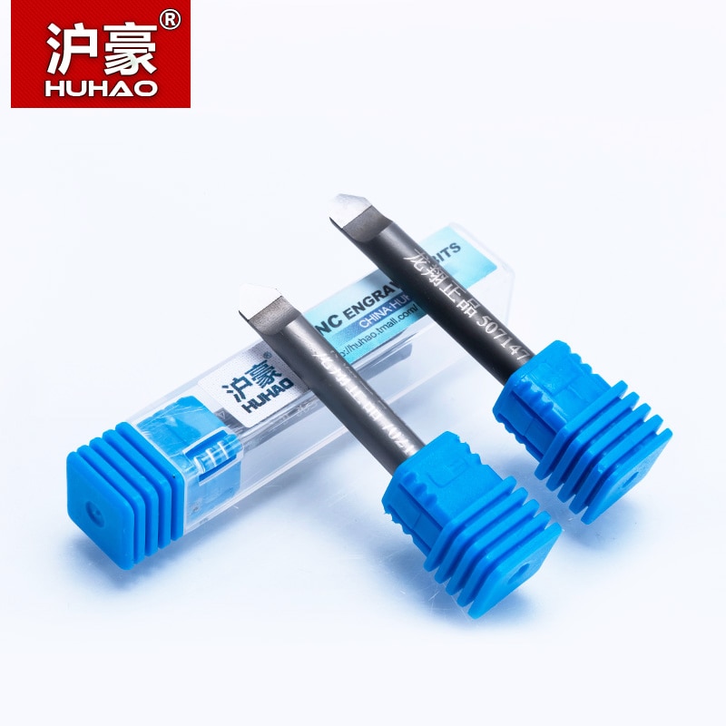 HUHAO 1pc 6mm HSS Router End Mill Diamond PCD Tools Stone Hard Granite Cutting Engraving Bits 70 90 Degree CNC Cutter for Marble