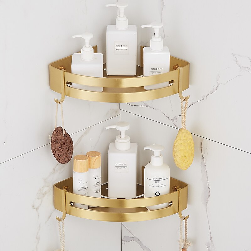 Étagère d&#39;angle murale en aluminium brossé, pour salle de bain, baignoire, douche, shampoing