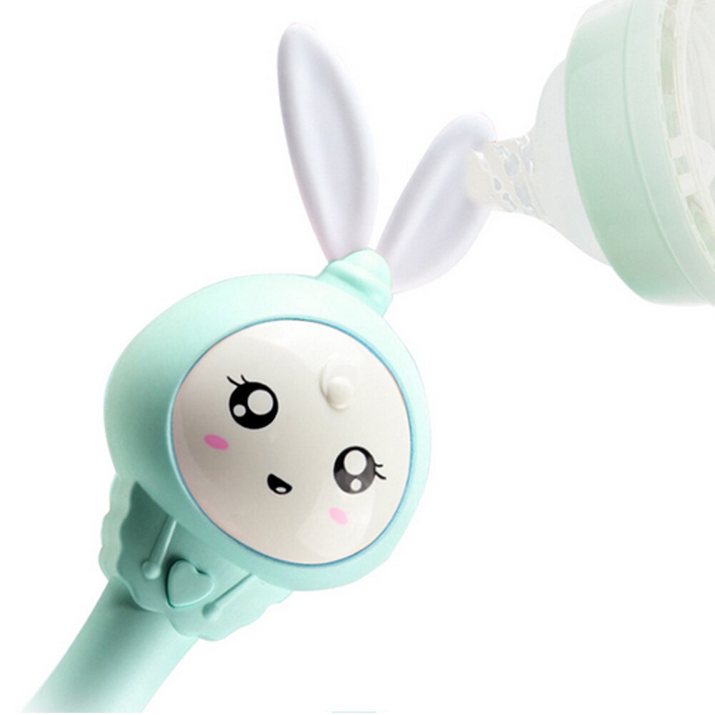 Cartoon Konijn Baby Schudden Rammelaar Hand Bel Met Muziek Licht Bijtring Speelgoed Baby &#39;S Aandacht Te Trekken Slijpen Hun Tanden