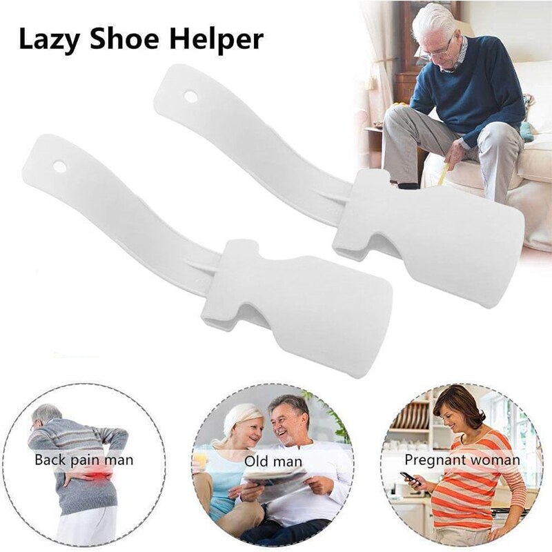 2Pcs Lazy Unisex Slijtage Schoen Hoorn Helper Schoenlepel Op En Schoen Stevige Slip Aid: 2PCS White