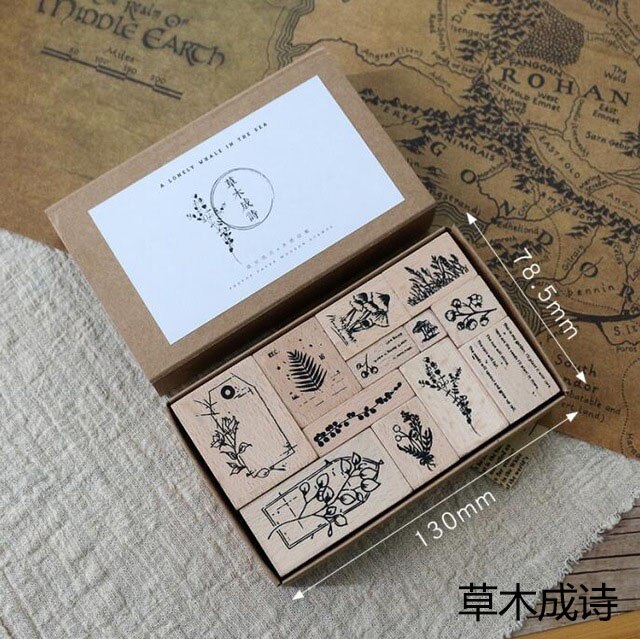 1 Set Vintage Poetry of Plants Travel stamp DIY wooden rubber stamps for scrapbooking stationery scrapbooking standard stamp: 7
