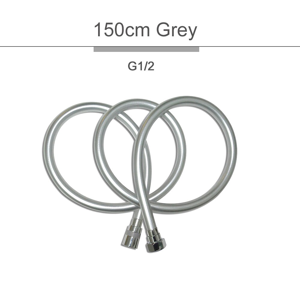 Grey Silver PVC Shower Hose 1.2-2m High Pressure Handheld Flexible Plumbing Hose GI/2 Universal Interface Anti Winding Fixture: P 150 Grey