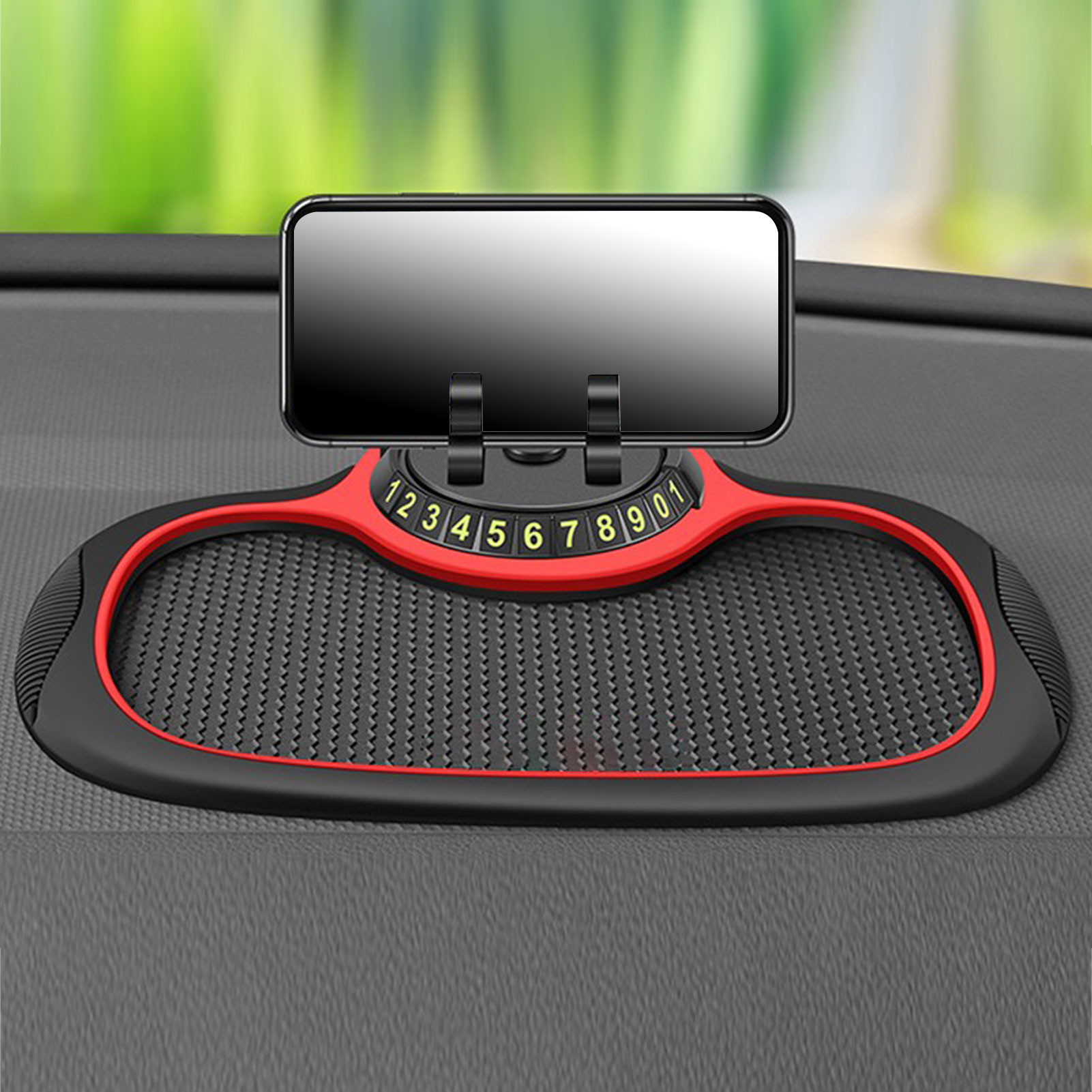 3-in-1 antislip autotelefoonhouder Pad Mat met parkeernummerplaat Auto Dashboard Pad Auto Dash Organizer Auto-interieuraccessoire