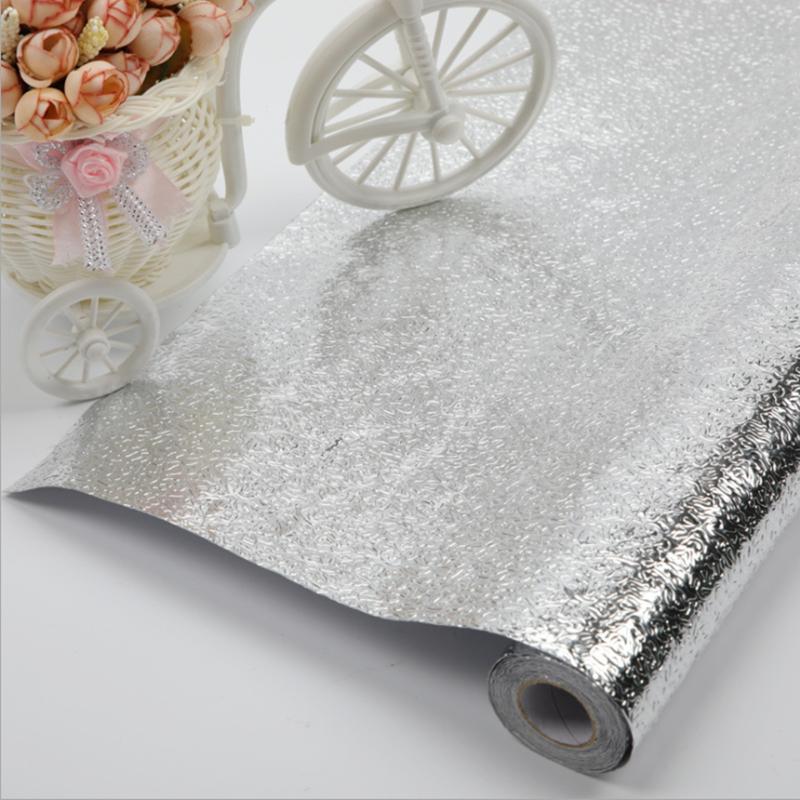 Keuken Olie-Proof Waterdicht Stickers Anti-Fouling Hoge Temperatuur Aluminiumfolie Zelfklevend Behang Kachel Kast stickers