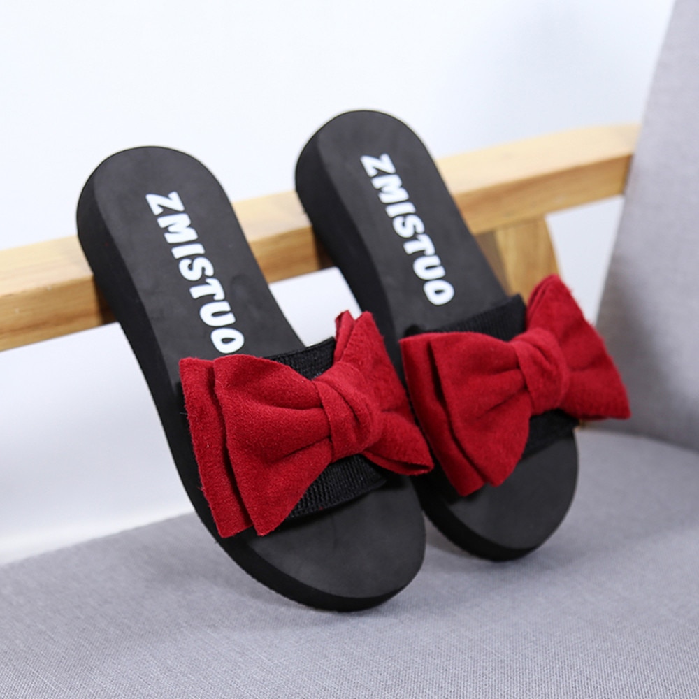 Schoenen Vrouw Huis Slippers Vrouwen Zomer Casual Vrouwen Schoenen Boog Platte Sandalias Strand Slippers Effen Тапочки Zapatos De Mujer