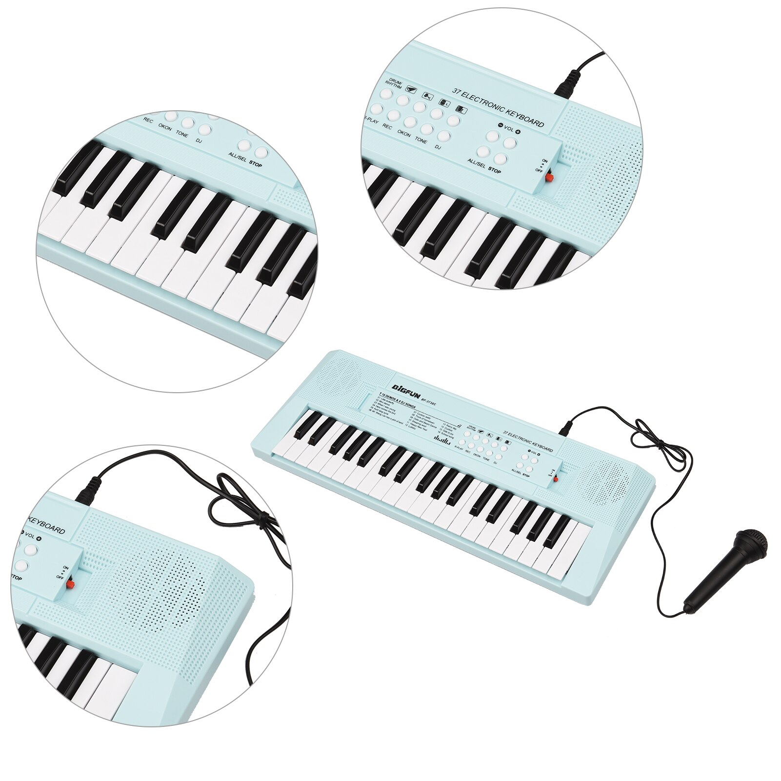 37-Key Electronic Piano Keyboard with 2 Volume Buttons 16 Demonstration Songs &amp; Mini Microphone Children' s Piano