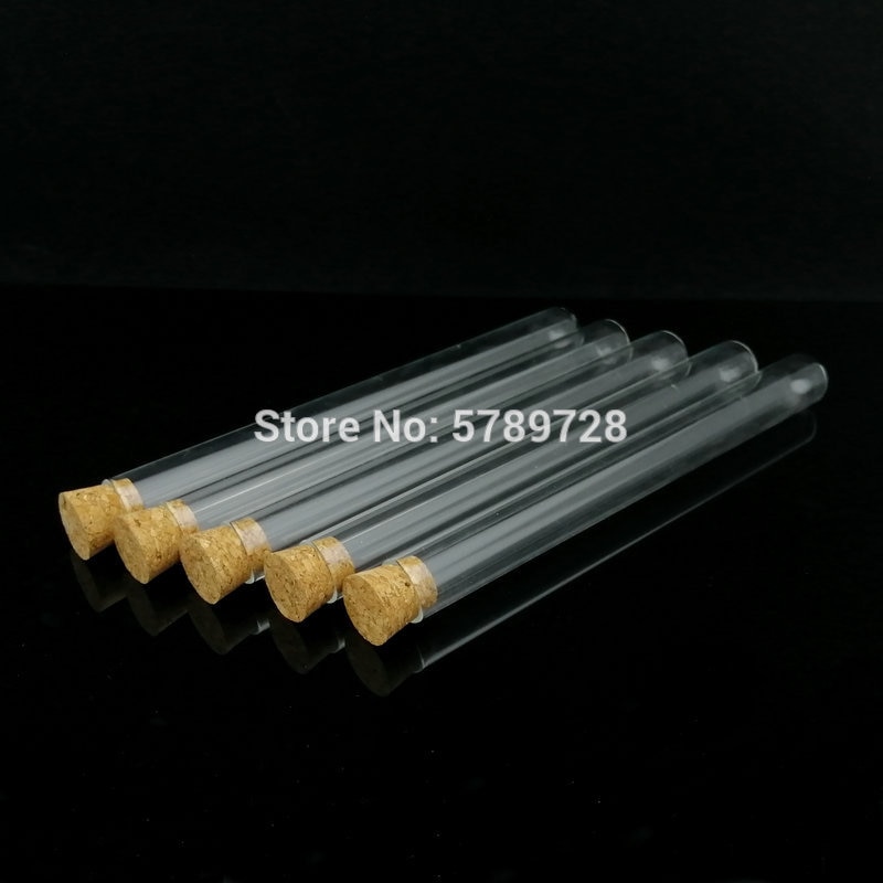 10pcs 20x200mm Glass round bottom test tube with cork stopper,thickwalls flat - mouth lab test tubes Used in chemistry lab