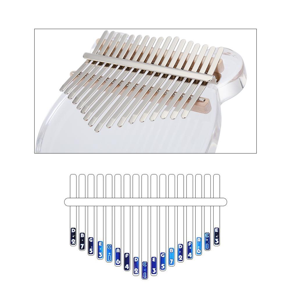Kimi kalimba 17 key Acrylic Thumb Piano Case Transparent Mbira Kawaii Bear Sanza with Tuner Hammer Gig Bag