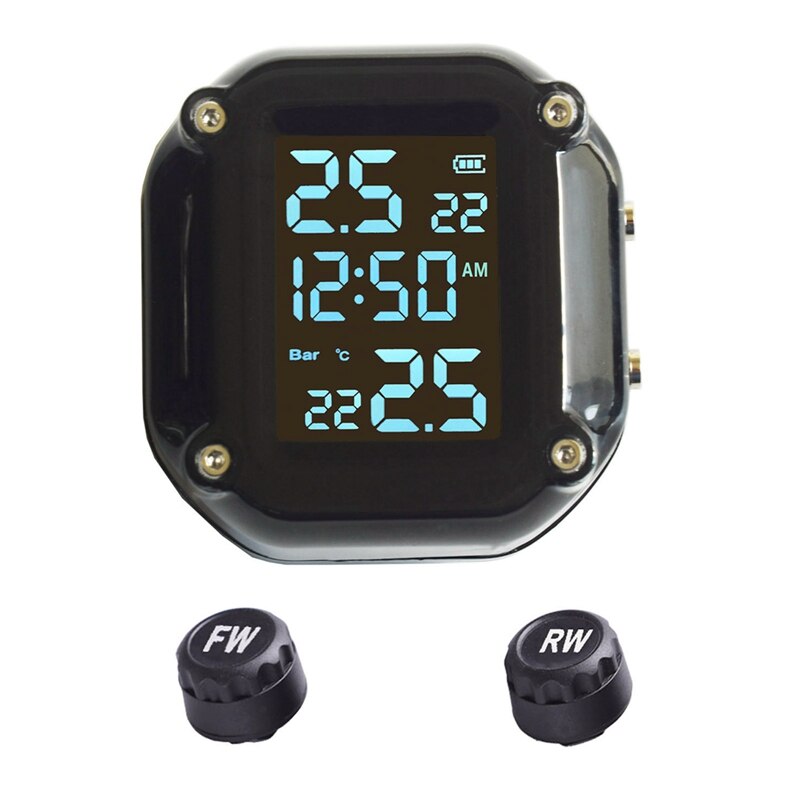 Motorcycle TPMS Motor Tire Pressure Tyre Temperature Monitoring Portable Motorcycle TPMS Monitoring System USB Solar Charging
