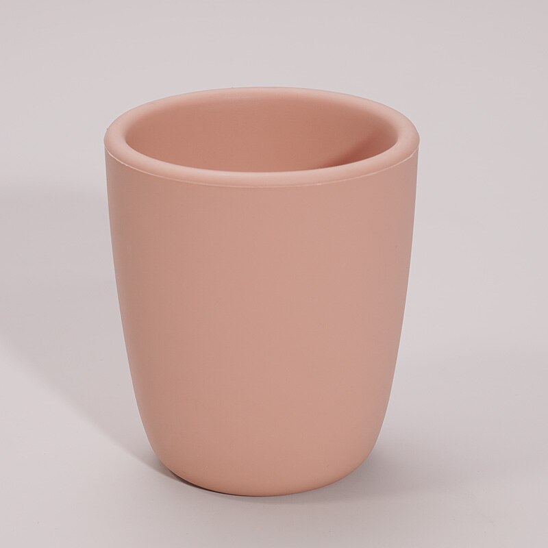 Taza de agua para bebé, vaso portátil de silicona para alimentación infantil, de grado alimenticio, Color sólido: 006 muted