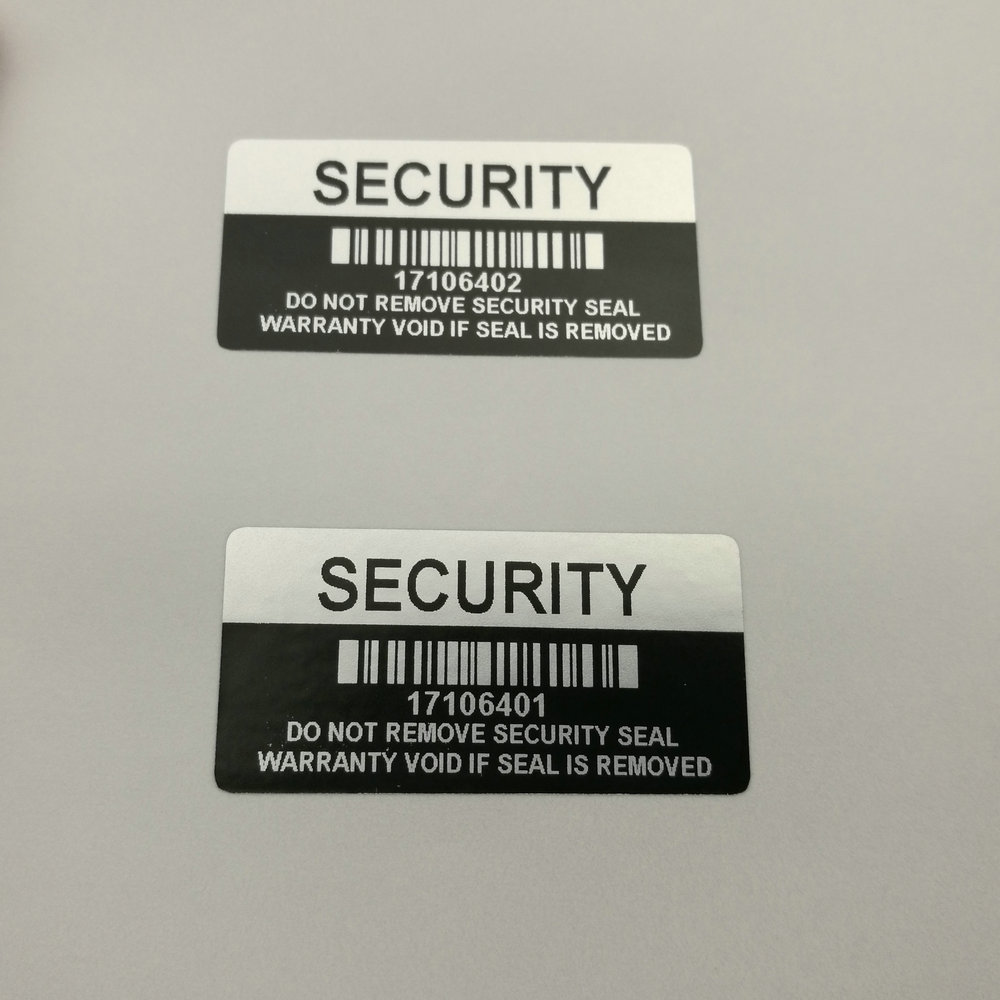 100 Silver Color VOID Security Labels Removed Tamper Evident Warranty Sealing Sticker With Serial Number And Barcode