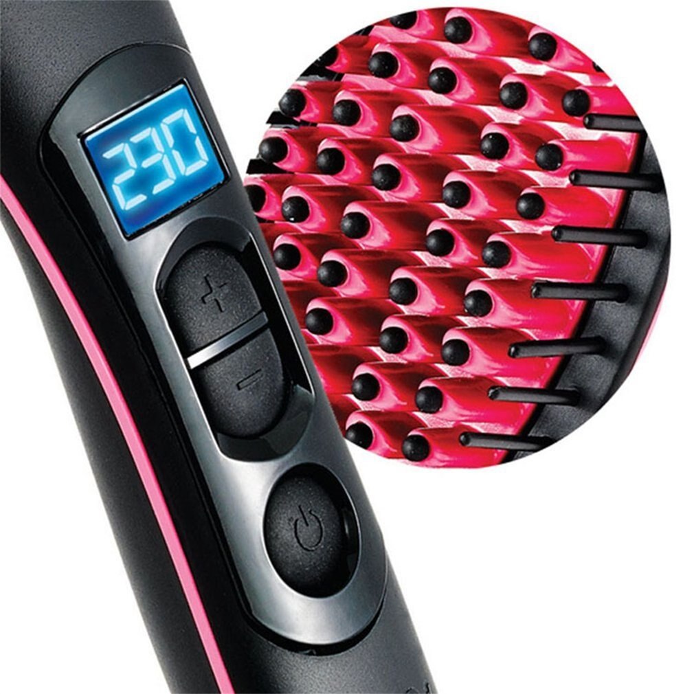 Ceramic Electric Hair Brush Straightening Irons LCD Display Fast Hair Straightener Comb Hairstlye EU AU US Plug