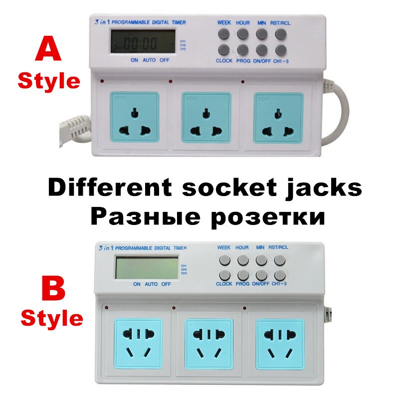 Presa Timer digitale LCD programmabile 3 in 1 controllo del tempo di alimentazione per acquario di pesci illuminazione riscaldatore filtro pompa dosatrice wavitter
