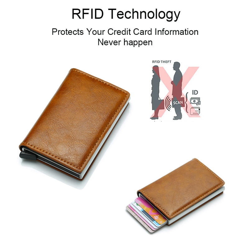 RFID Blocking Credit Card Holder for Male Anti Theft Men Wallets PU Leather Short Purse for women Bank ID Card Holder Business