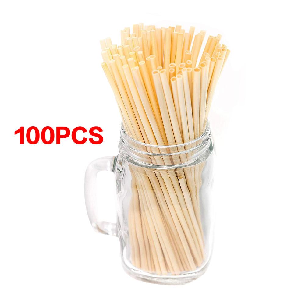 100Pcs Natuurlijke Tarwe Stro Rietjes Biologisch Afbreekbare Milieuvriendelijke Draagbare Rietje Keuken Bar Accessoires 20Cm