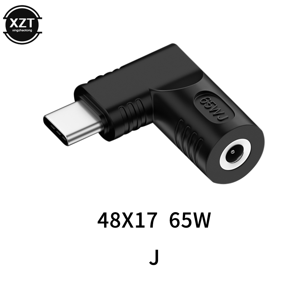 65W USB tipo C macho a DC 4,8*1,7 5,5*2,1 5,5*2,5 conector hembra de alimentación adaptador para ordenador portátil enchufe convertidor para Lenovo Hp Asus: Plata