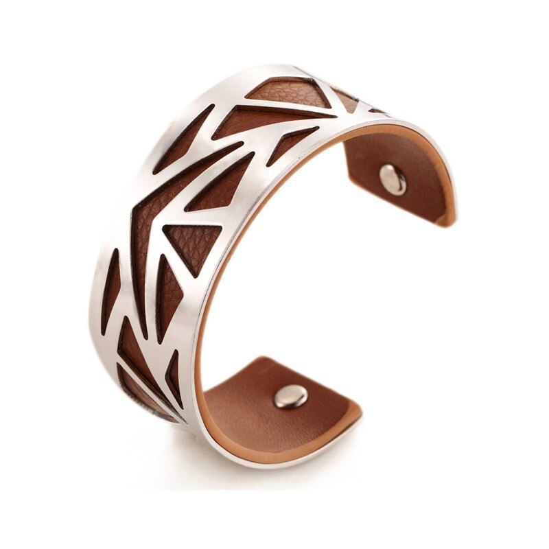 16 cores manguito pulseira de couro slivery ouro cor pulseira georgette indiano jóias pulseiras amor pulseiras para mulher femme vimio: brown 1