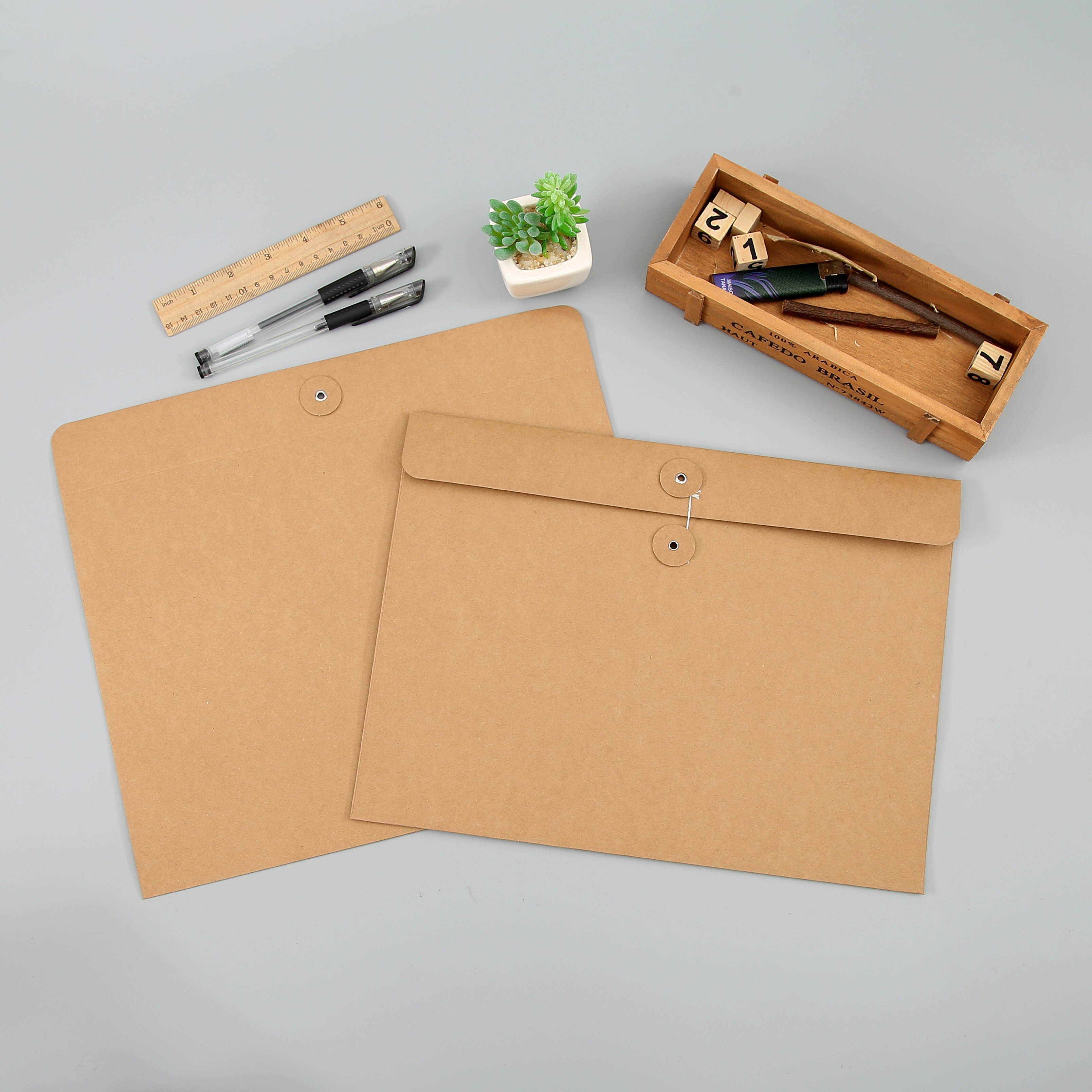 10pcs A4 White/Black/Kraft Paper File Organizer Envelope Document Bag