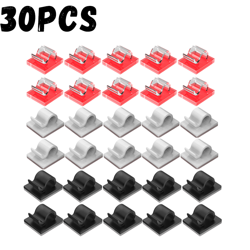 Cable Clips Adhesive Cable Organizer Sticky Wire Clip Cord Organizer Wires Management Holder for Office Car Home Charging Cable: Silver