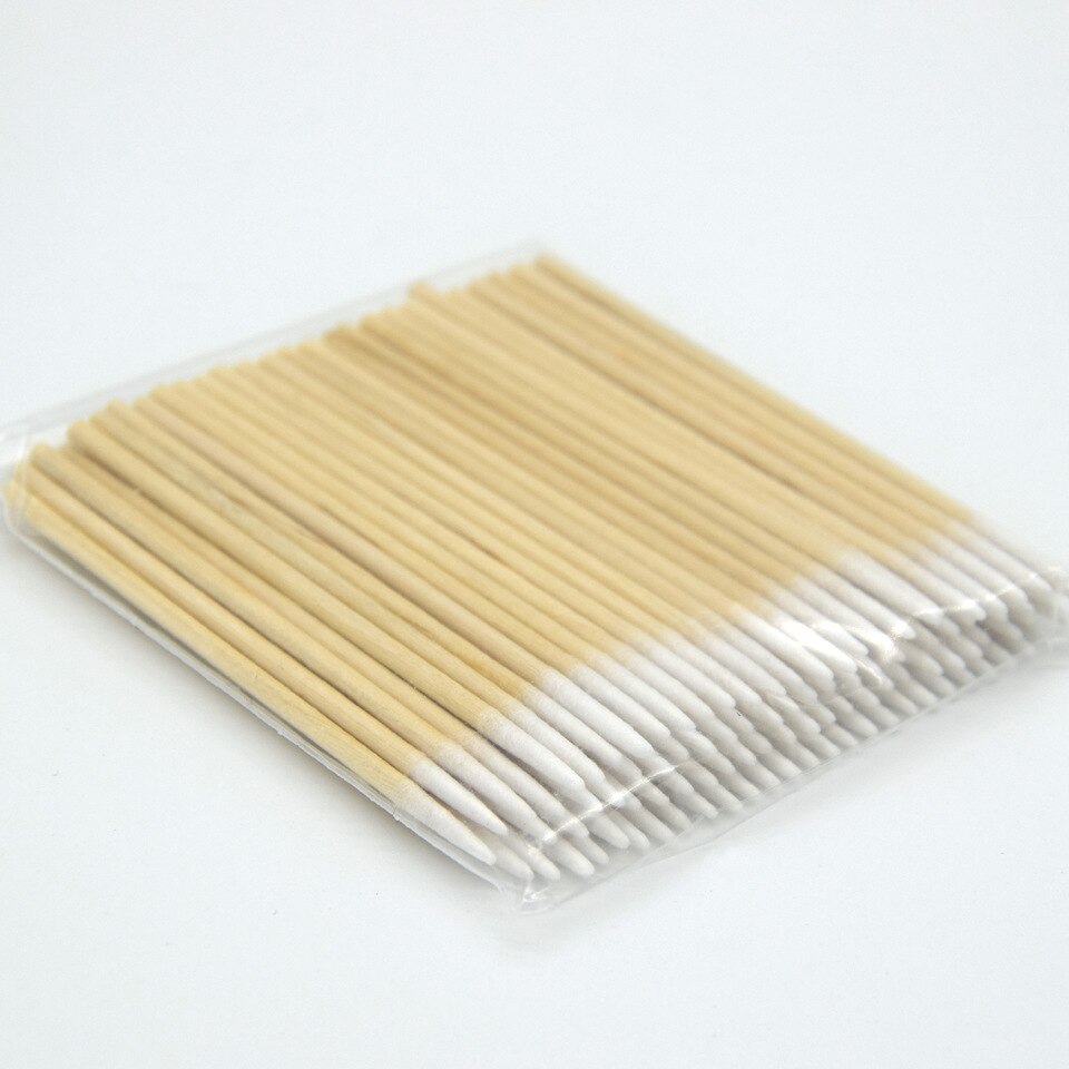 100pcs Disposable Wood Cotton Swab Cotton Buds Cosmetics Permanent Makeup Q-tips