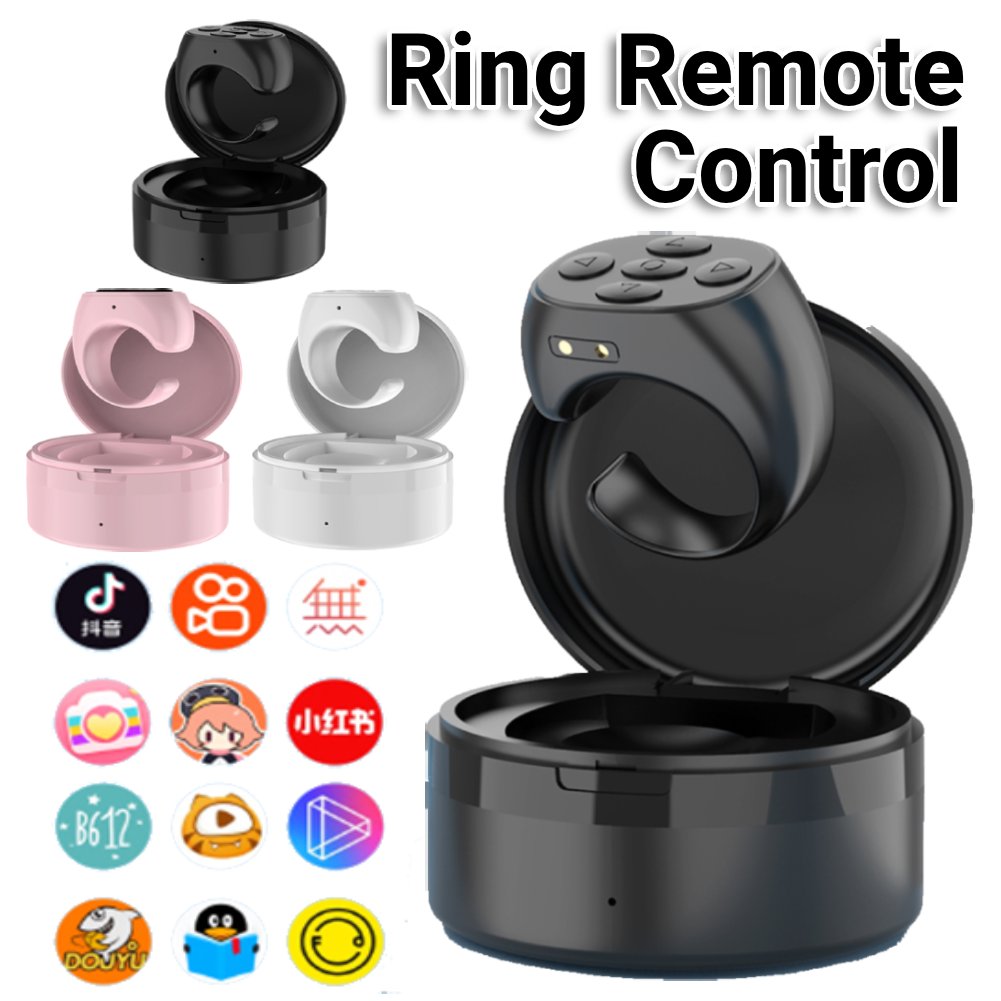 For TikTok Ring BT Remote Control with Charging Box Fingertip Selfie Video Controller Automatic Page Turner Browsing For Phone