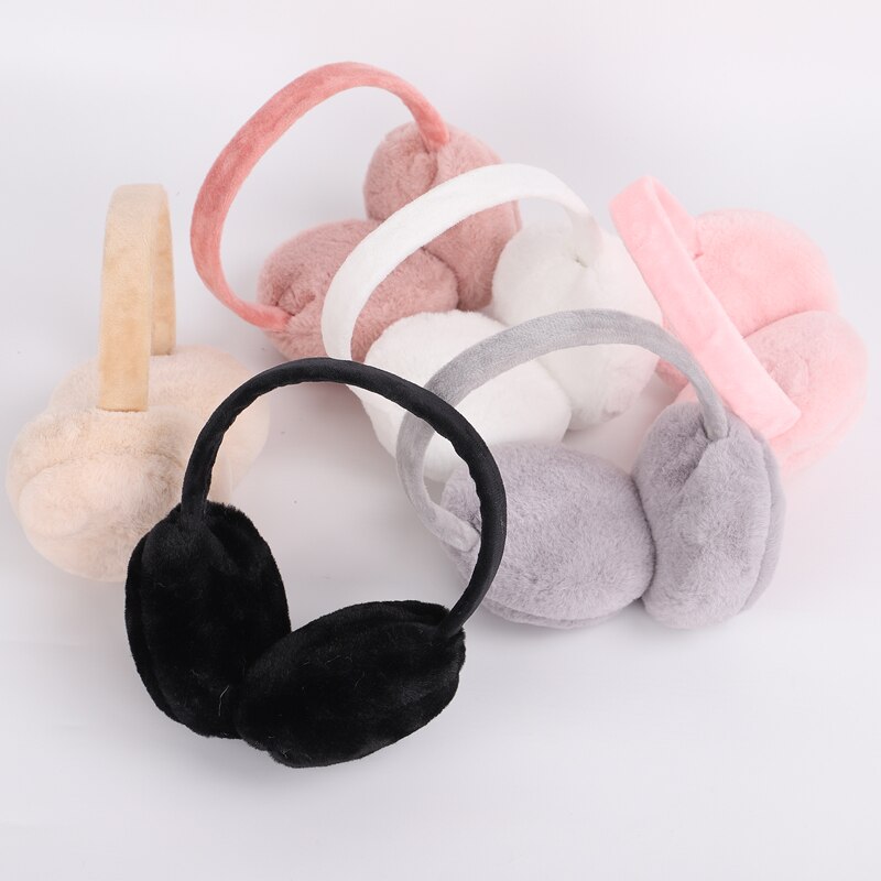 Adult Winter Solid Color Earmuffs Men Women Lovers Ear Warmer Plush Plain Teenage Student Mother Girl Ear Muffs Cute