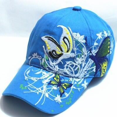 Ymsaid sommer justerbare snapbacks baseball kasketter kvinder dame blomster sommerfugl broderet hat: Blå