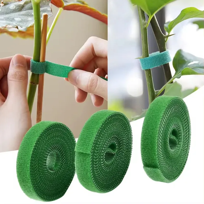 Cordel de jardín verde para plantas, lazos de nailon para plantas, gancho de jardín, lazo, envoltura de caña de bambú, soporte, accesorios de jardín, 2M