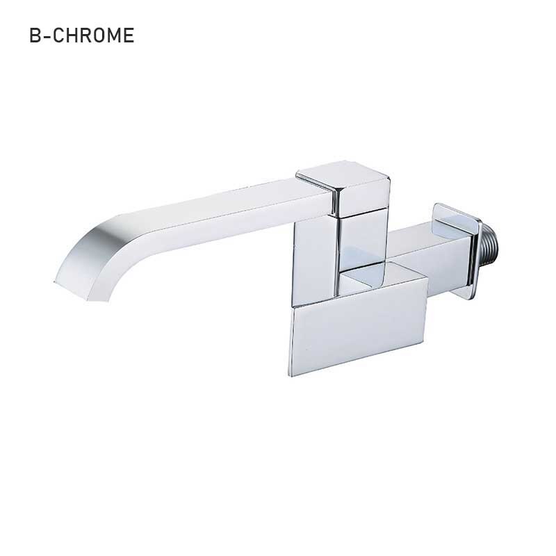 Waterval Wastafel Kraan Mop Zwembad Tap Matte Black Vierkante Badkamer Mop Kraan Outdoor Kraan Voor Garden Wall Mounted Koud Water tap: B-CHROME