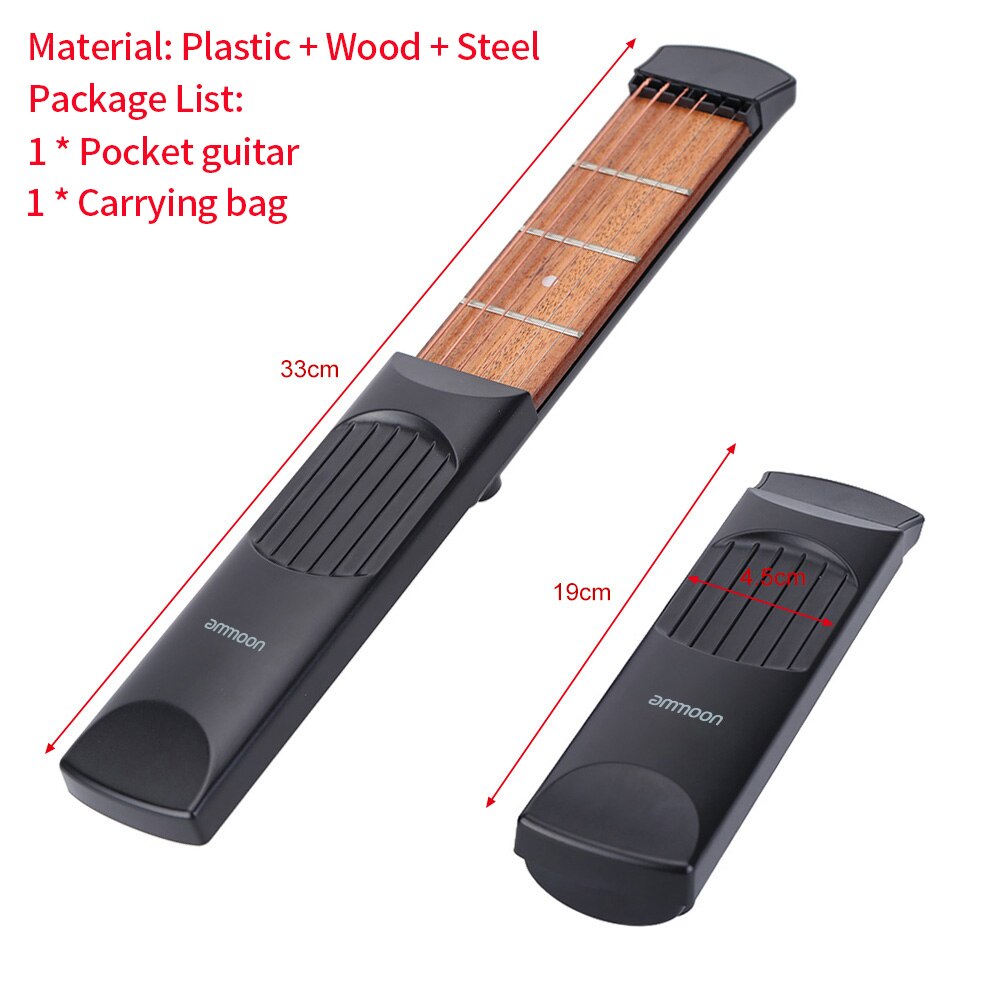 6-String Pocket Guitar Chord Trainer Folk Guitar Practice Tools Gadget 6 Frets with Rotatable Chords Chart Screen for Beginners: Chord Trainer 7