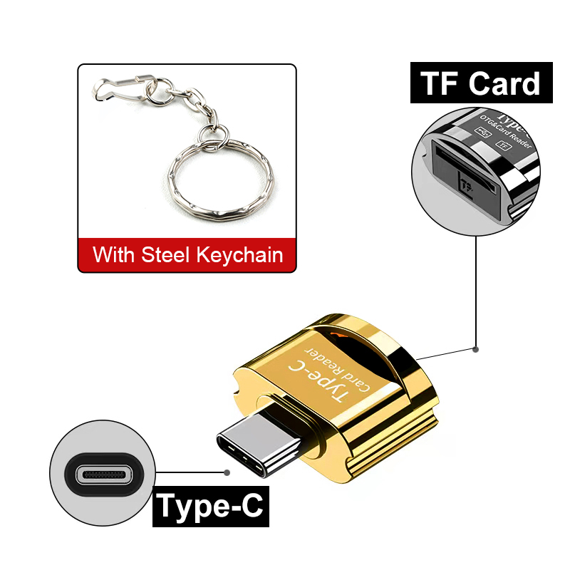 Elough TF Card Reader Micro-SD Card to Micro USB Type C OTG Adapter Memory Card to USB C High Speed For Macbook Xiaomi Samsung: Yellow