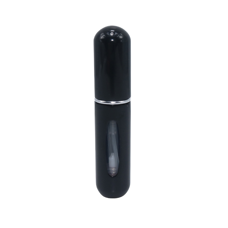 Refillable Mini Perfume Spray Bottle Aluminum Spray Nebulizer Portable Travel Cosmetic Container 5ml Perfume Bottle: Bright black