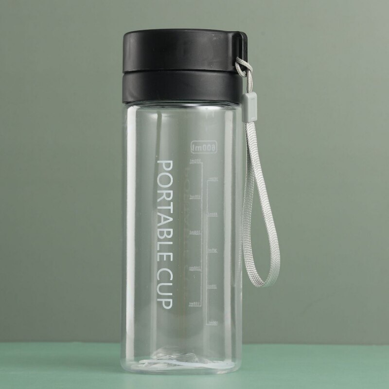 Plastic Cup Mannelijke En Vrouwelijke Studenten -Proof Water Cup Outdoor Cup 02: 600 ml Black A