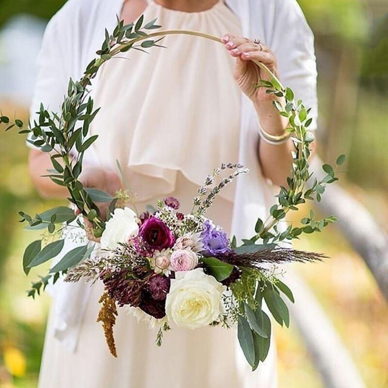 10-35cm gull jern metall ring krans krans baby shower blomsterkrans bryllup dekorasjon brud blomster bøyle dekor