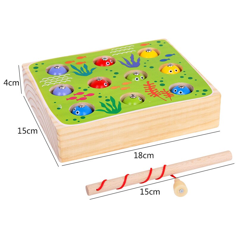 Massief Houten Kinderen 3D Stereo Vissen Speelgoed Zwembad Set Jongens En Meisjes Kitten Vissen Magnetische Game Speelgoed Voor Baby: no box