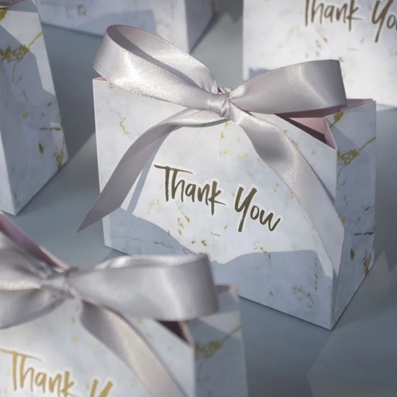 20 stk tak bryllupsgaver slik æske papirpose fødselsdagsfest dekoration forsyninger baby shower chokolade æsker emballage