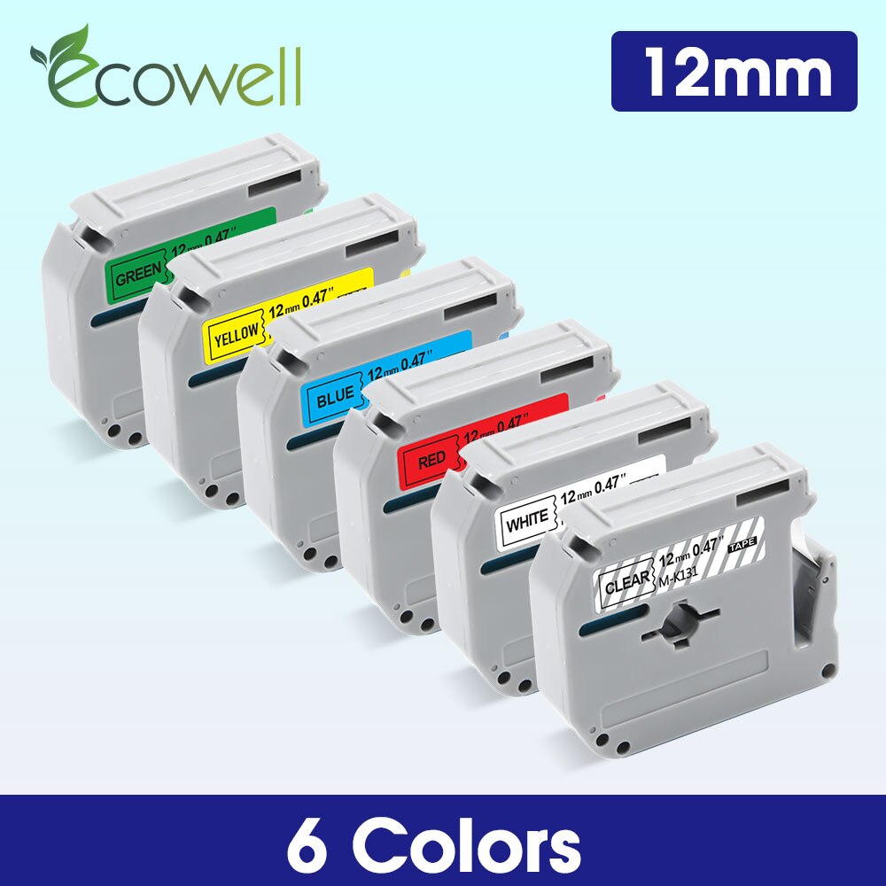 Ecowell 6PK 12Mm MK231 Voor Brother Mk-231 M-k231 Mk 231 Mk-131 Mk-431 Mk-631 Mk-731 Label Tape Voor Brother P touch PT70 PT80 90