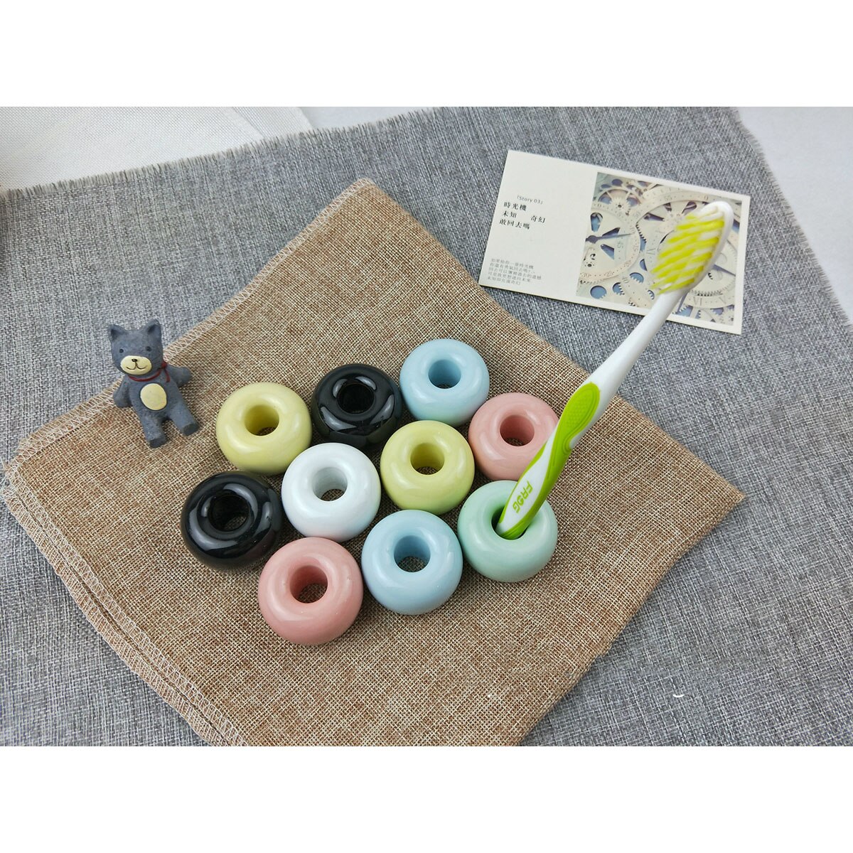 2 pcs Handmade Escova Stand Holder Antiskipping Eco Escova Stand Holder para Bancadas Da Vaidade Do Banheiro (Preto)