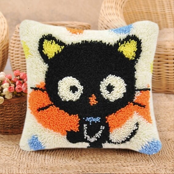 Foamiran Cat Latch Hook Kits Rug Canvas Cushion Pillowcase Latch Hook Embroidery Carpet Crocheting Unfinished ковровая вышивка: Light Grey