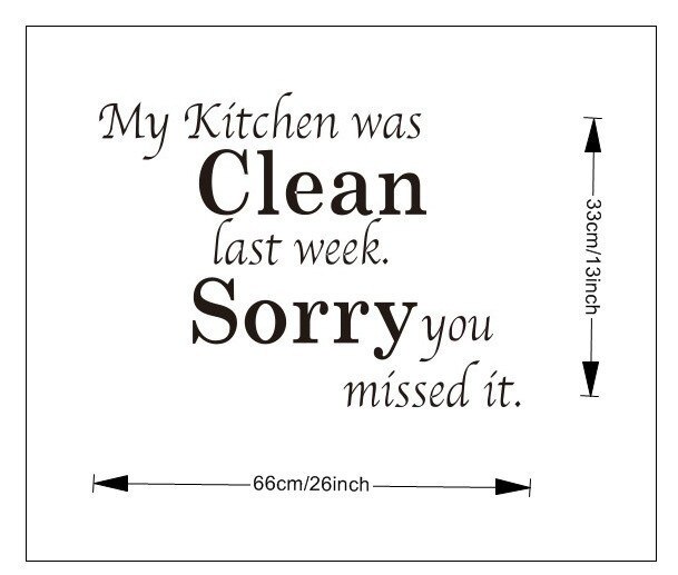 My Kitchen Was Clean Quote Word Kitchen Decor Black Removable Wall Sticker Decal