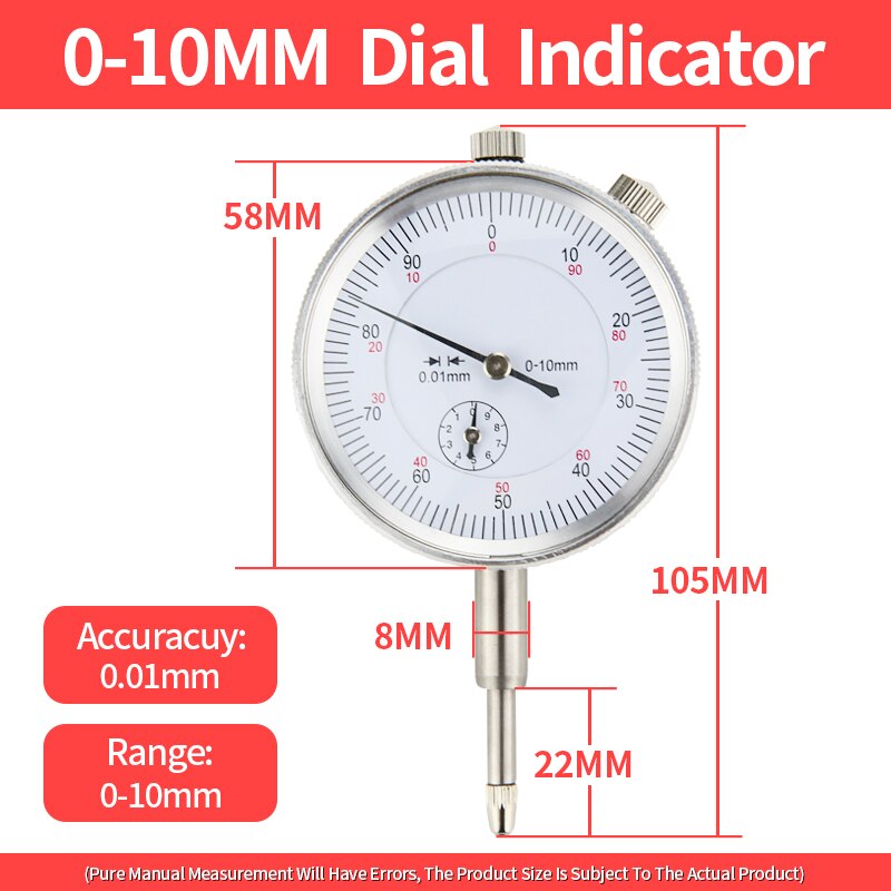 Meten Probes Lever Dial Indicator Elektrische Magnetische Houder Stand Dial Gauge Afstand Micrometer Meetinstrumenten Boring Gauge: 10mm Dial Indicator