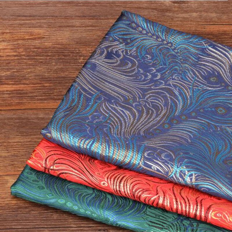 Feather Brocade Jacquard Fabric For Traditional Chinese Wedding Cheongsam Qipao Fabric Mulberry Silk DIY Fabric For Handbag