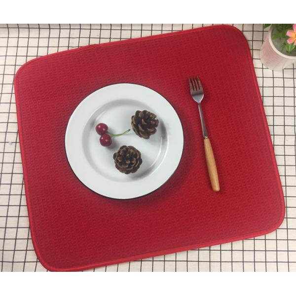 Microfiber Dish Drying Mats For Kitchen Drying Pads For Dishes Thick Absorbent Drainer Mat: Red